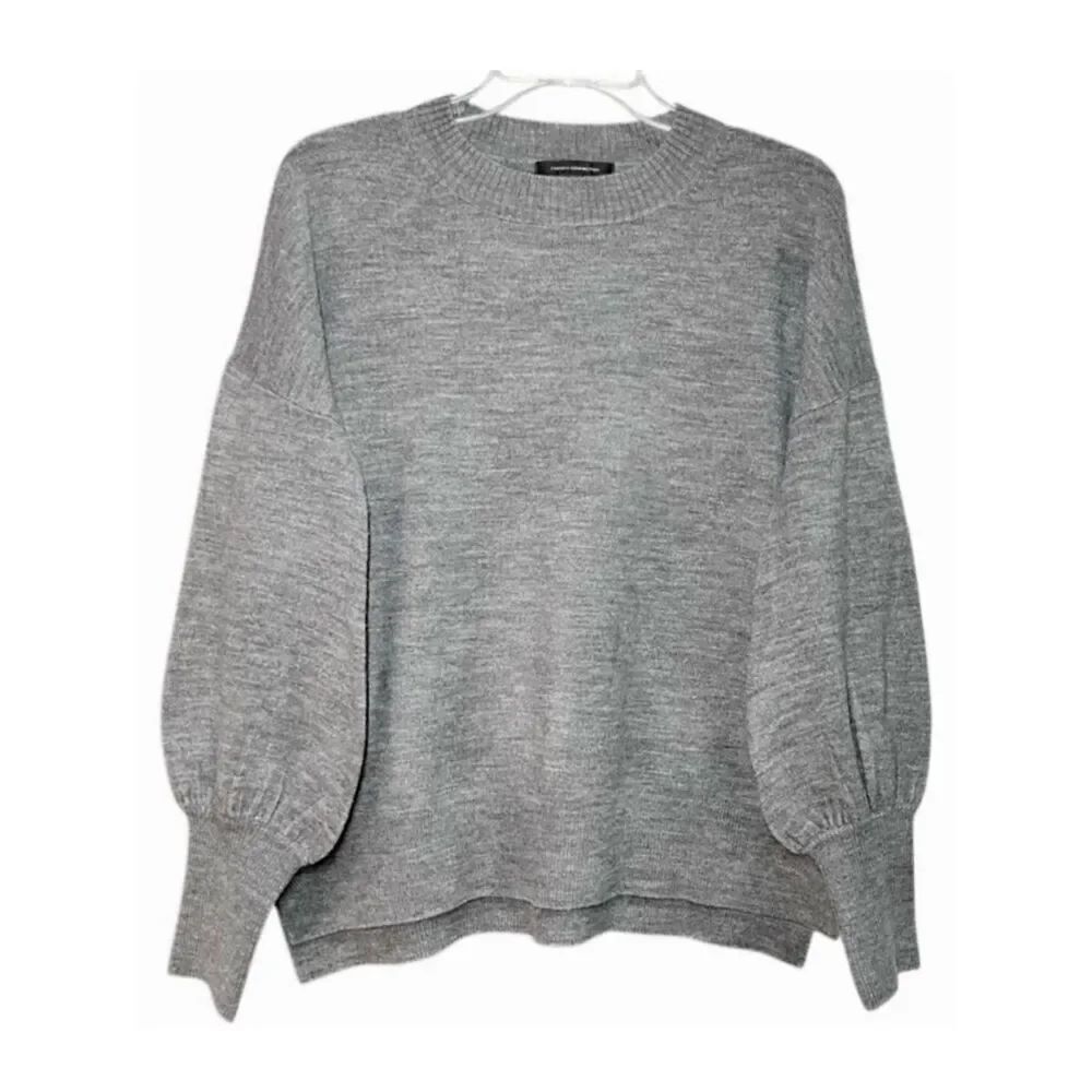 French Connection Loose Fitting Balloon Sleeve Sweater in Grey Heather Women’s S